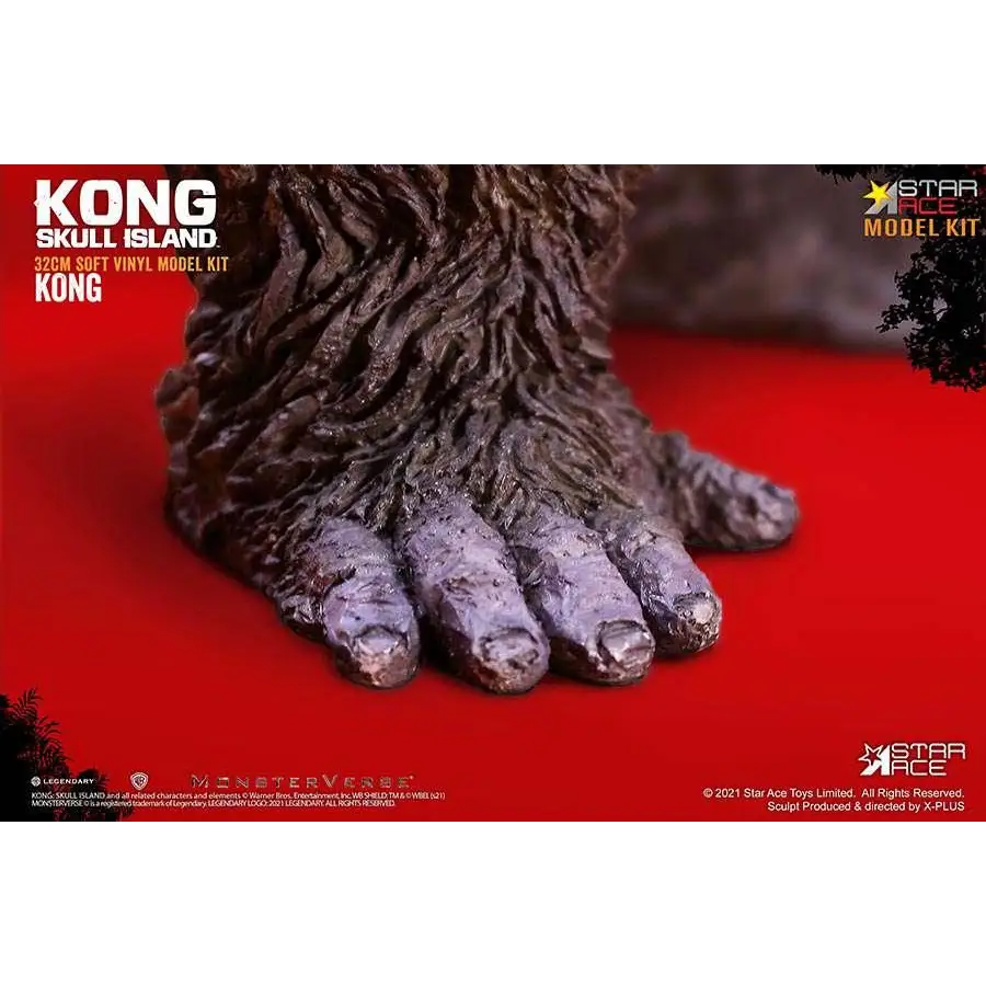 Detaljerad mörkbrun och grå texturerad fot på Kong Skull Island-vinylmodell, 32 cm, limited edition
