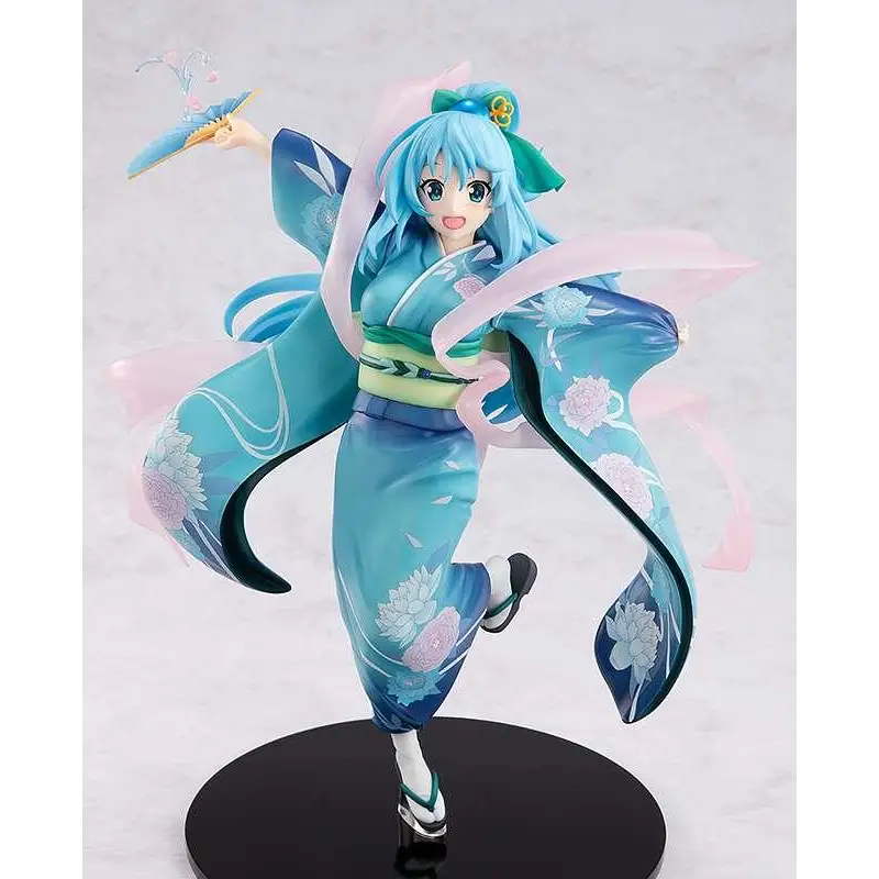 KonoSuba Aqua oiran ver. figurin 1/7 i blå rosa kimono med turkos hår