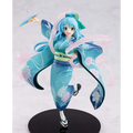 KonoSuba Aqua oiran ver. figurin 1/7 i blå rosa kimono med turkos hår