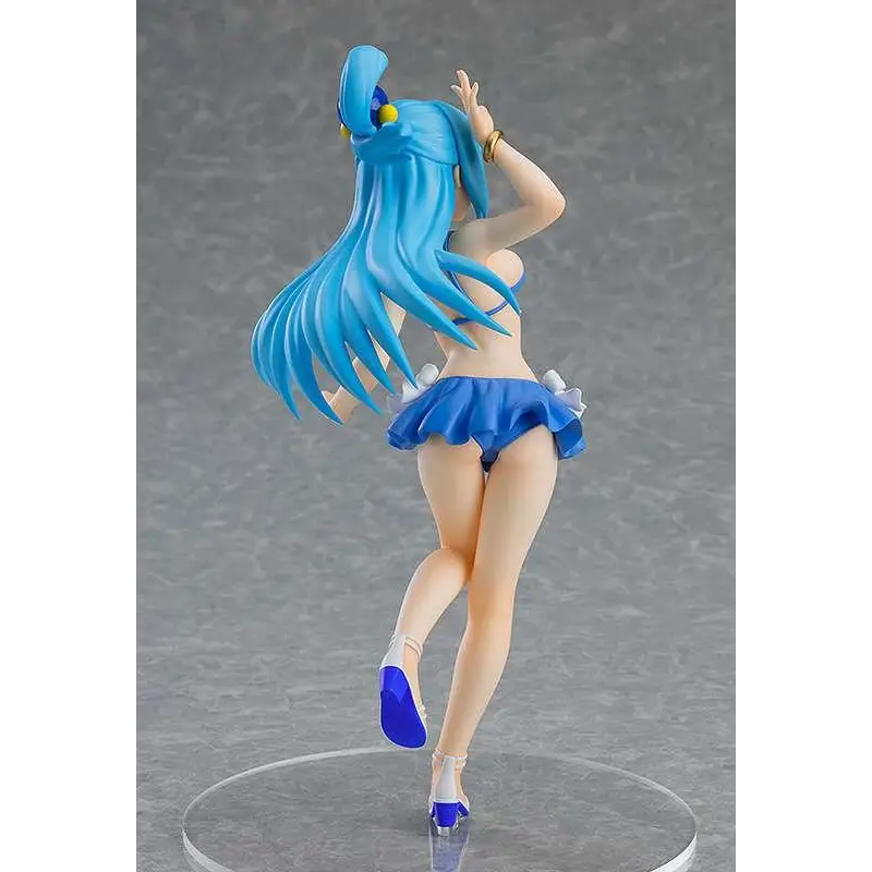 Vibrerande blå animefigur av Aqua i baddräkt från KonoSuba