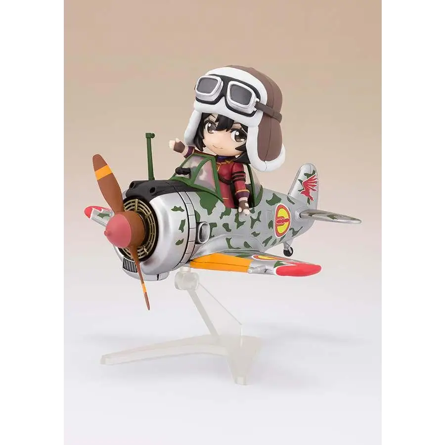Chibi pilotfigur i Kotobuki Squadron Kylie & Hayabusa i silverkamouflageplan