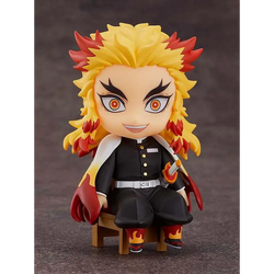 Chibi Zenitsu Agatsuma-figur från Demon Slayer, gul-rött hår, svart uniform