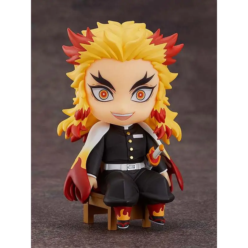 Chibi Zenitsu Agatsuma-figur från Demon Slayer, gul-rött hår, svart uniform