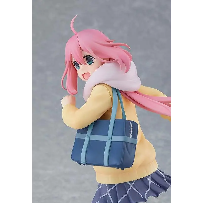 Nadeshiko Kagamihara figur med rosa hår i gultröja och blå kjol, blå väska