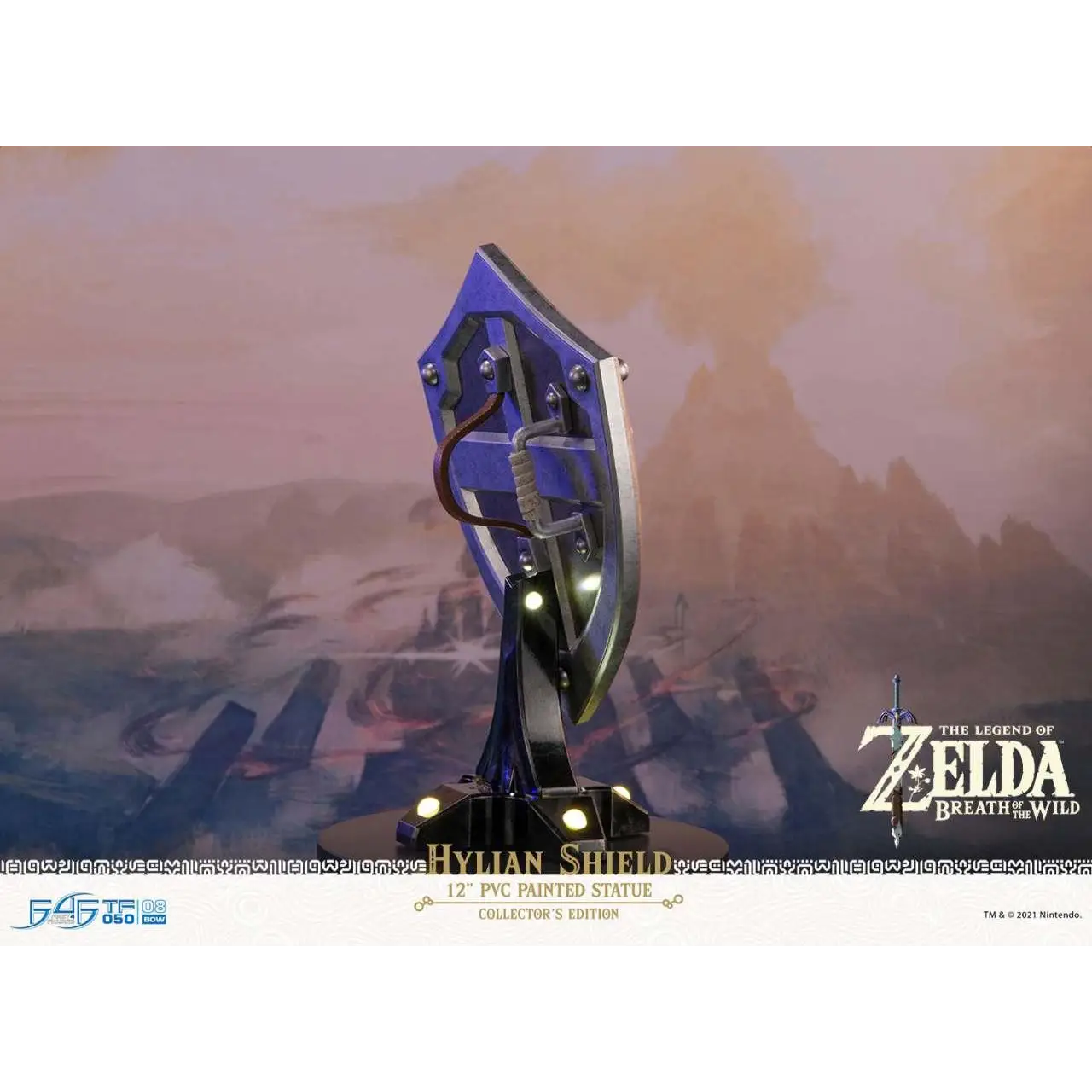 12-tums målad PVC-statyett av Hylianskölden från The Legend of Zelda: Breath of the Wild, blåsilver med mekaniska detaljer