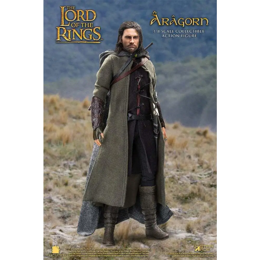 1/8-skala Aragorn-figur från Sagan om ringen, med olivgrön mantel