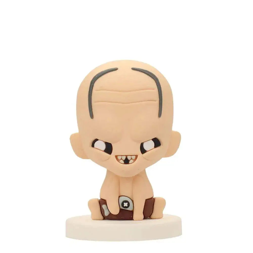 Chibi-figur Lord of the Rings Gollum POKIS, karg babyliknande med mörka bryn på vit bas