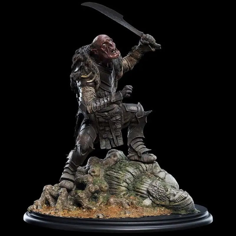 Detaljerad Grishnákh 1/6-staty från Lord of the Rings, mörkgrå orc med svärd