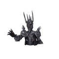 Mörk, detaljerad rustning av hotfull Sauron-byst med spikad krona och klorade händer, 39 cm
