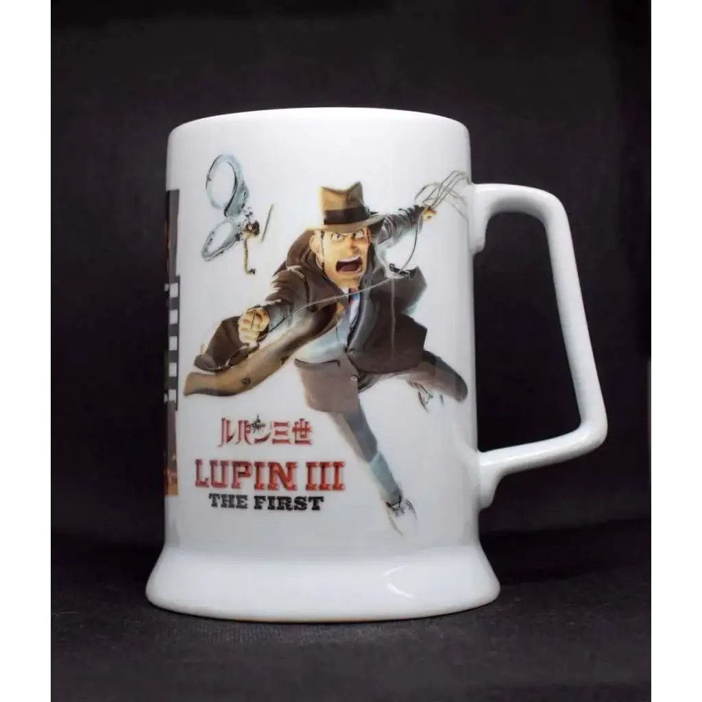 Vit Lupin III-keramikkopp med Zenigata-motiv från The First