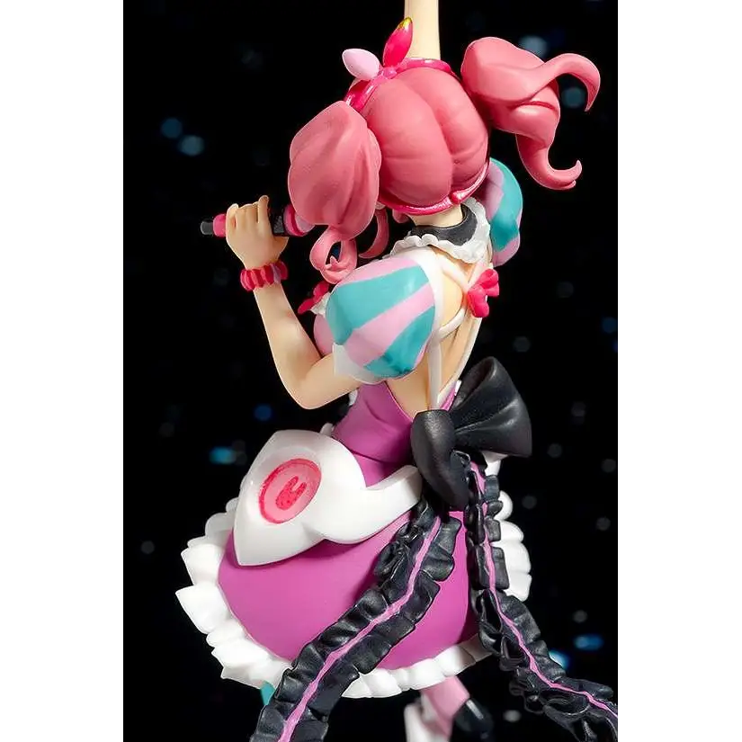 Rosa hårikad animefigur i detaljerad pigaoutfit från Macross Plamax MF-12 Makina MK Rerun