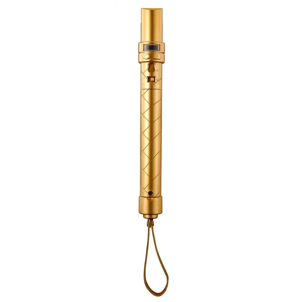 Guldigt cylindriskt ficklampa med diamantmönster och handledsrem från Macross Sheryl Nome Mikrofon PROPLICA