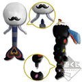 Svartvit Madoka Magica figur med mustasch, randig kropp och färgglad svans