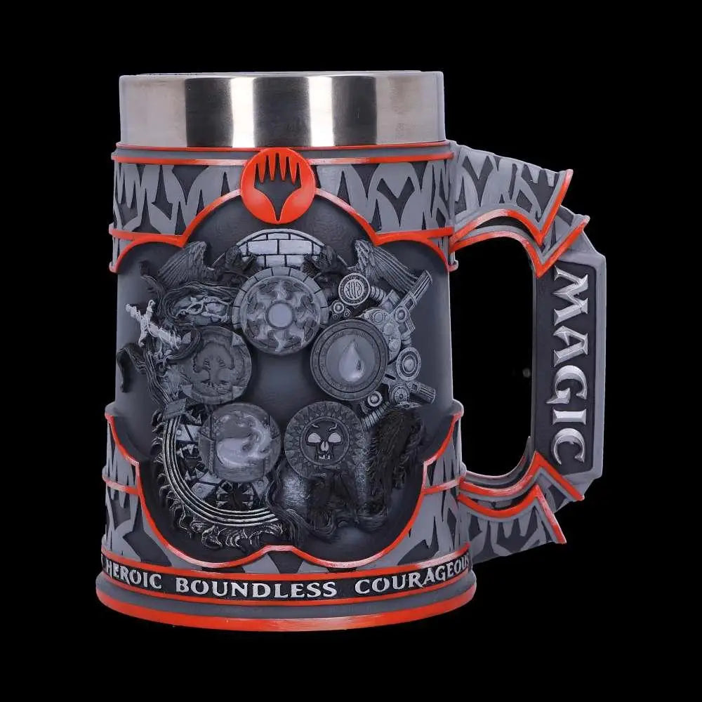 Magic the Gathering svart och röd tankard med silverkant och emblem