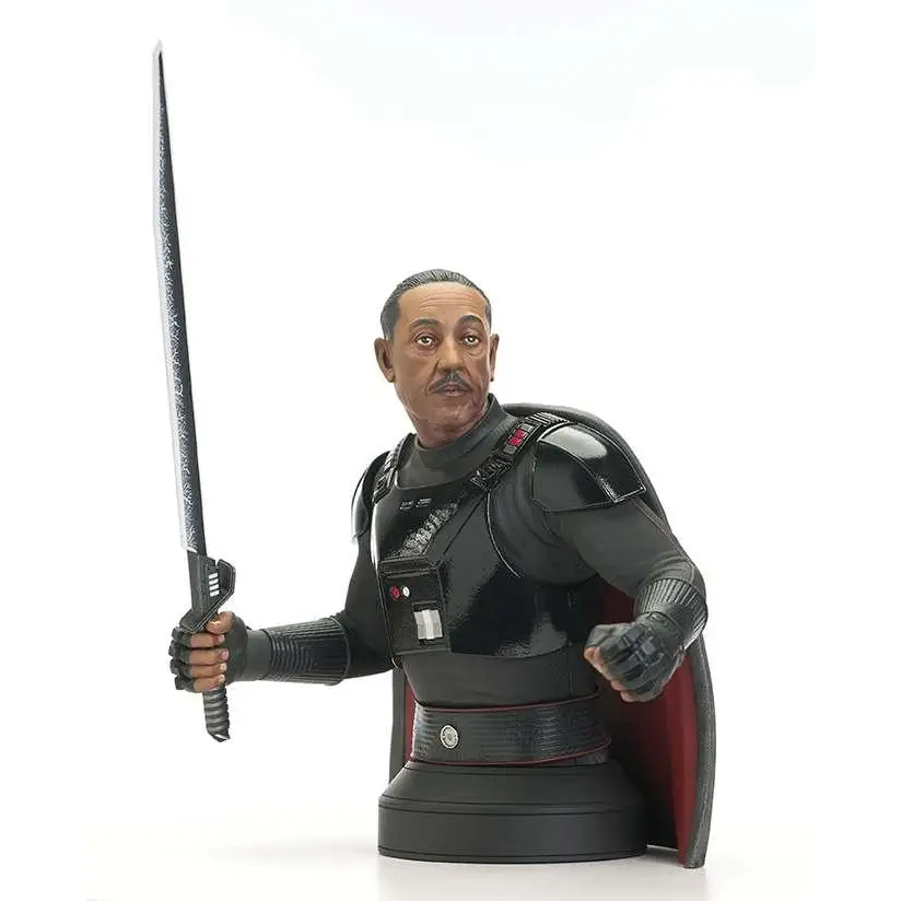 Svart resinbyst av Moff Gideon i mandalorisk rustning med ljussabel