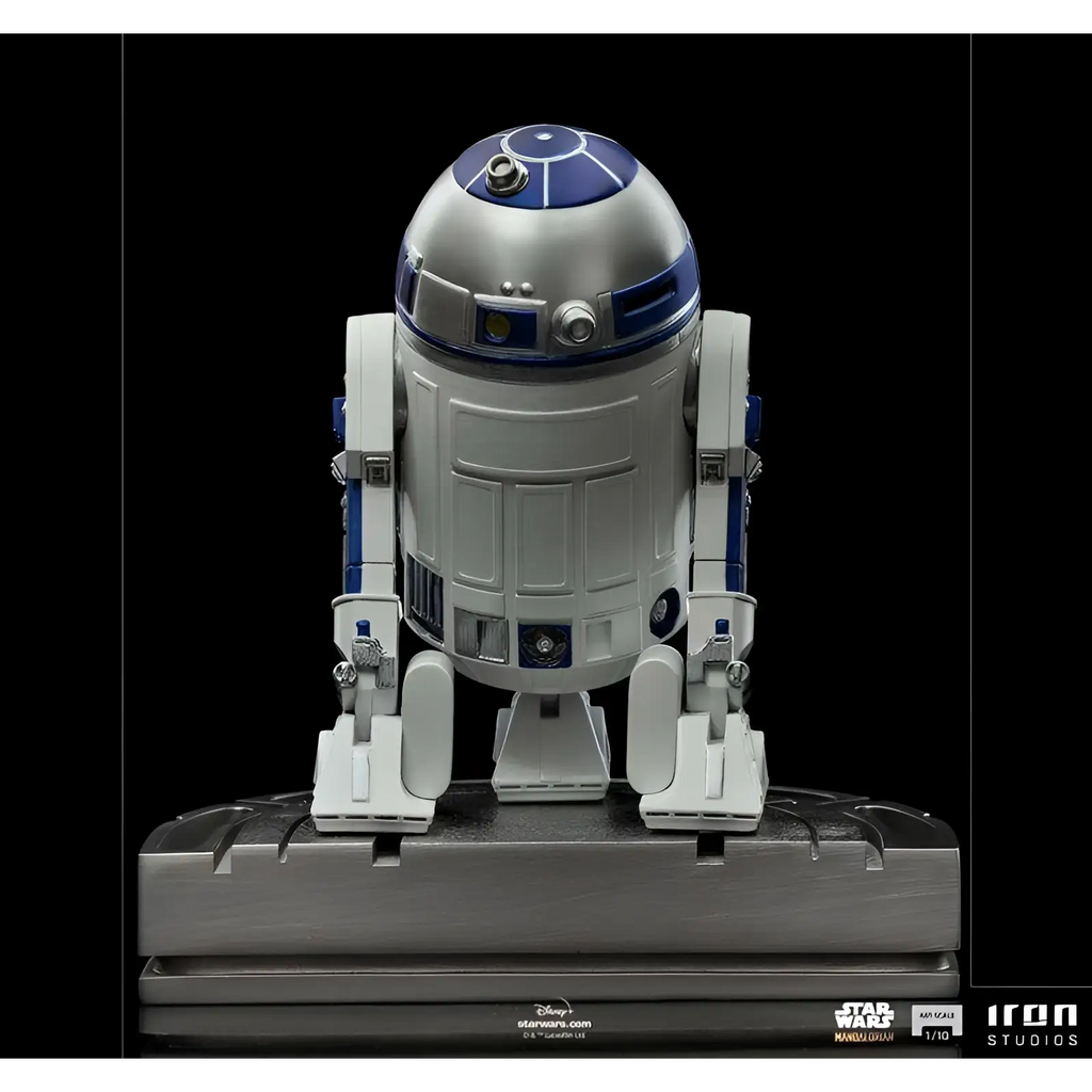 Silver och blå R2-D2-statue från Star Wars: The Mandalorian i 1/10-skala
