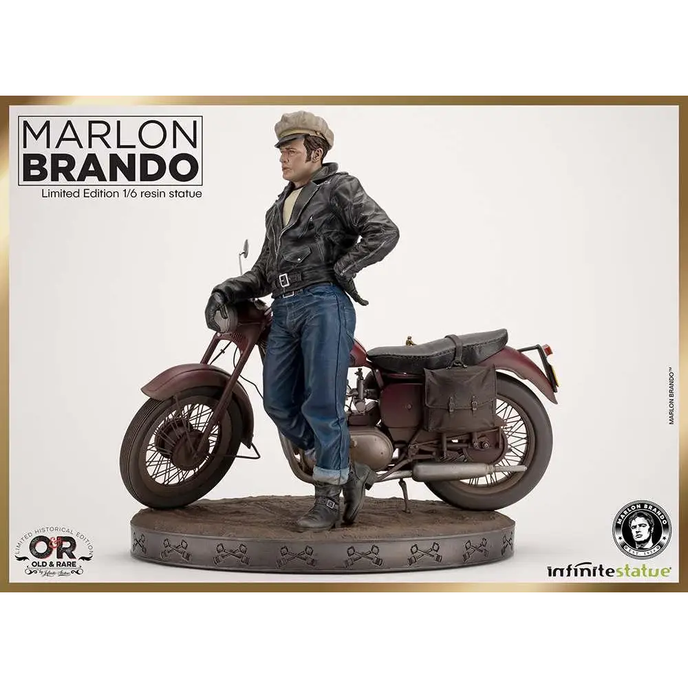Marlon Brando med motorcykel, Old&Rare 1:6 resin, svart läderjacka