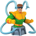 Orange och grön pansrad byst av animerade Doctor Octopus med blå mekaniska tentakler