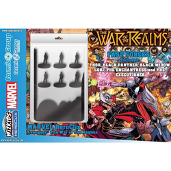 Svart silhuettminiatyrer i plastförpackning från Marvel HeroClix Avengers War of the Realms Fast Forces
