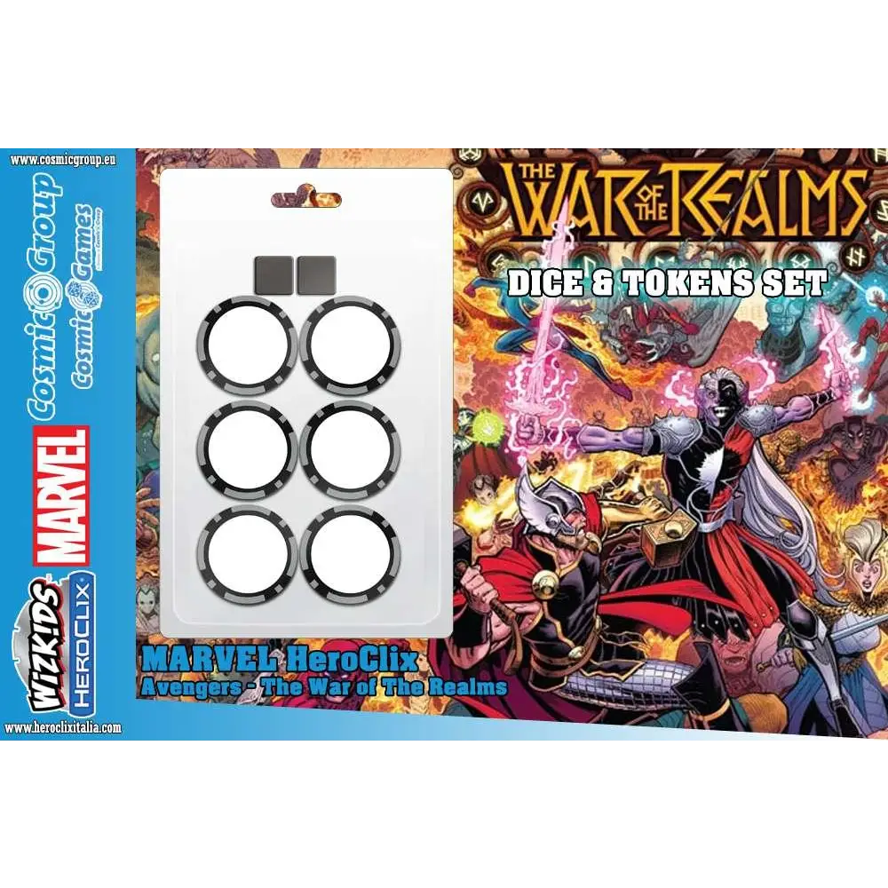 Marvel HeroClix Avengers War of the Realms tärningar och tokens i blisterpack