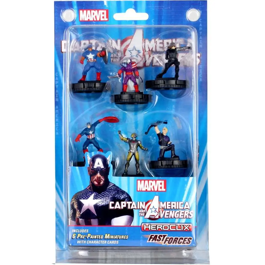 Marvel HeroClix Captain America & Avengers Fast Forces-set med sex målade miniatyrer