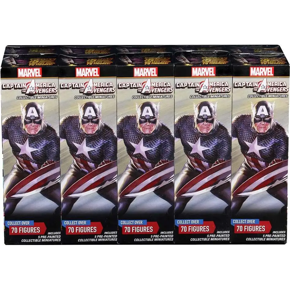 Marvel HeroClix Captain America och Avengers-boosterbrick i originalförpackning med ikonisk blå-röda dräkt och vit stjärna