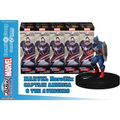Captain America minifigur i blå-röda dräkt med vit stjärna på svart bas från Marvel HeroClix