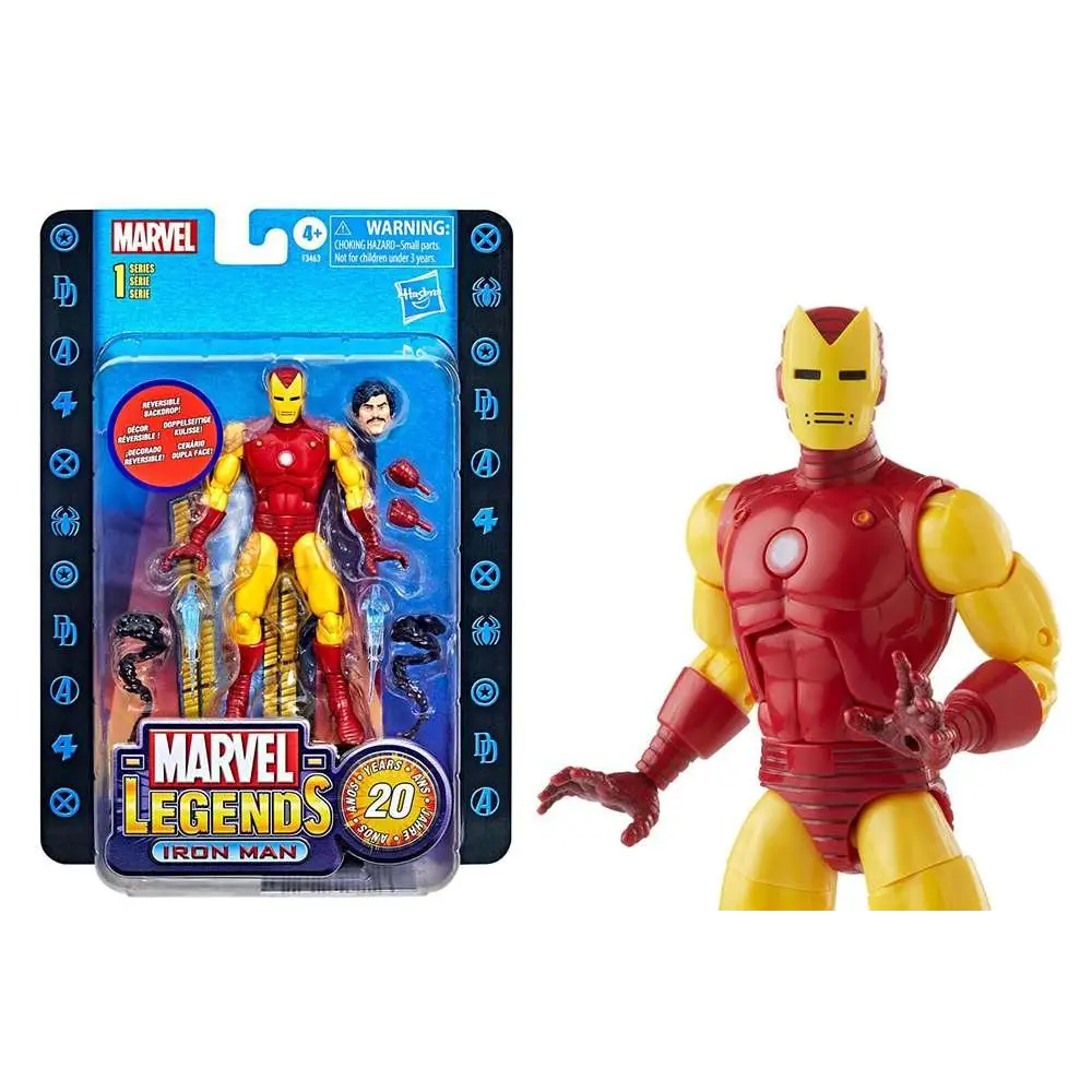 Röd och gul Marvel Legends Iron Man-figur, 20-årsjubileum