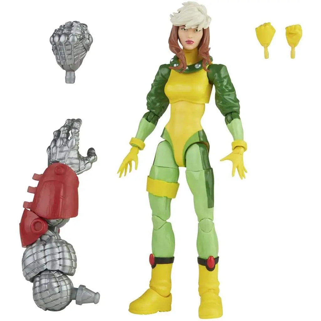 Grön och gul pansrad figur med vitt hår, Marvel Legends Age of Apocalypse Rogue
