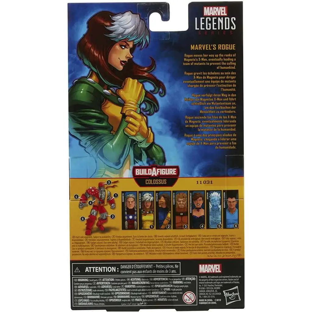 Marvel Legends Age of Apocalypse Rogue action figure i grön-gul kostym med silverhår