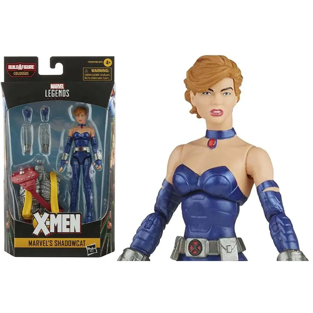Marvel Legends AOA Shadowcat actionfigur i blå och silverdräkt med röd ädelstenhalsband