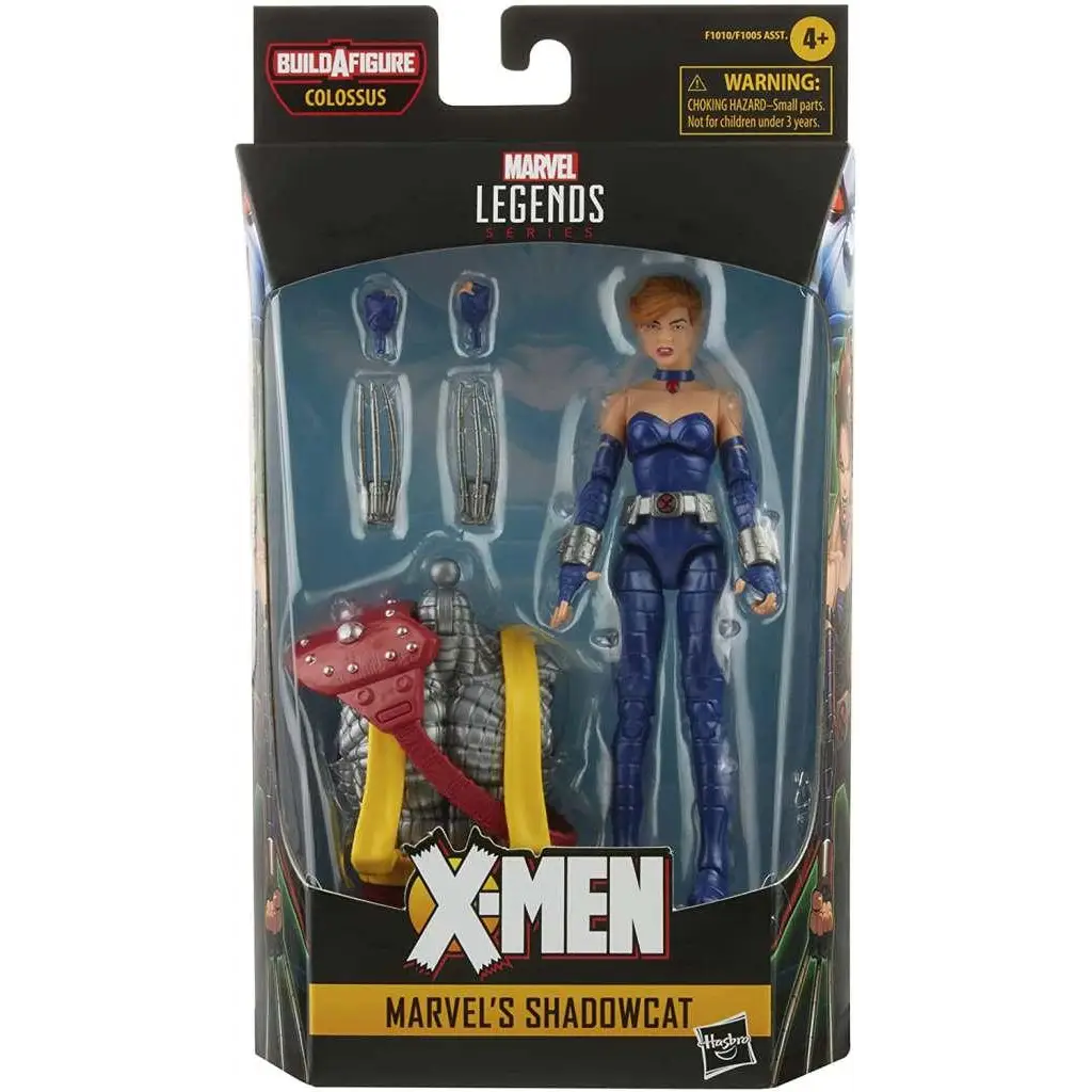 Marvel Legends AOA Shadowcat actionfigur i blå och silver dräkt med röda accenter