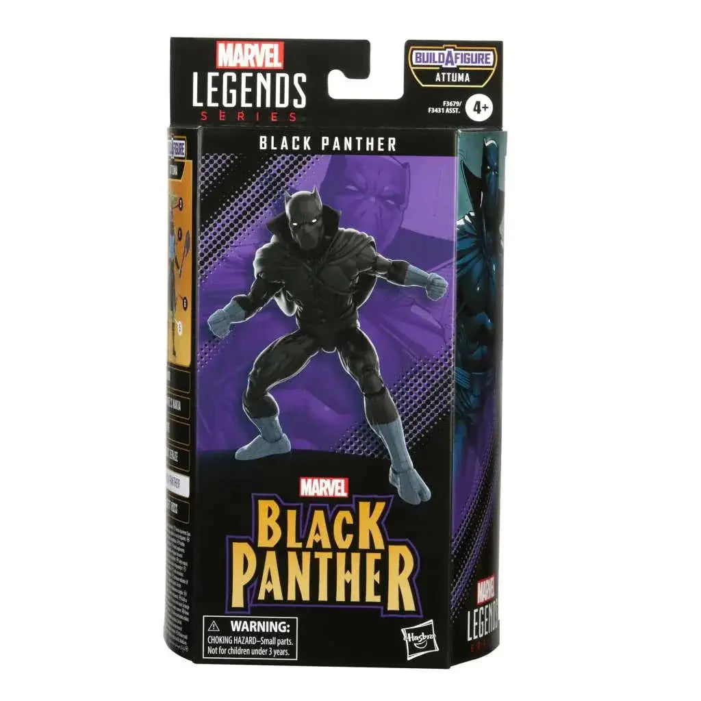 Marvel Legends Black Panther-figur i svart och lila förpackning med silverdetaljer