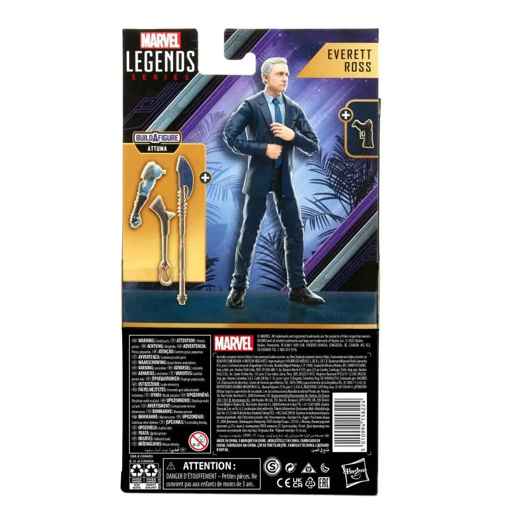 Marvel Legends Black Panther Everett Ross actionfigur i mörkblå kostym med guldfärgade vapen
