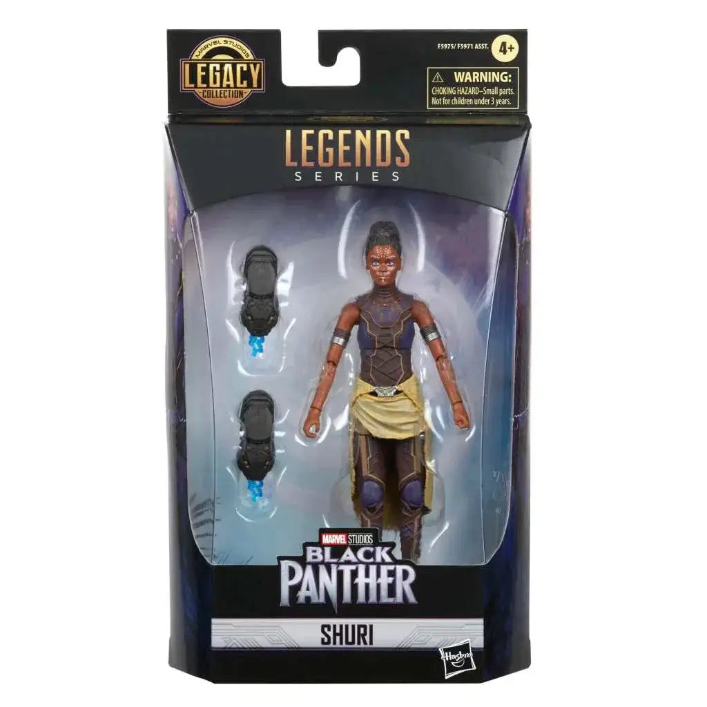 Marvel Legends Shuri actionfigur i lila-guld outfit med svarta stövlar