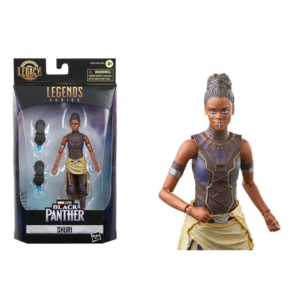 Marvel Legends Black Panther Shuri actionfigur i lila brun rustning med gulddetaljer