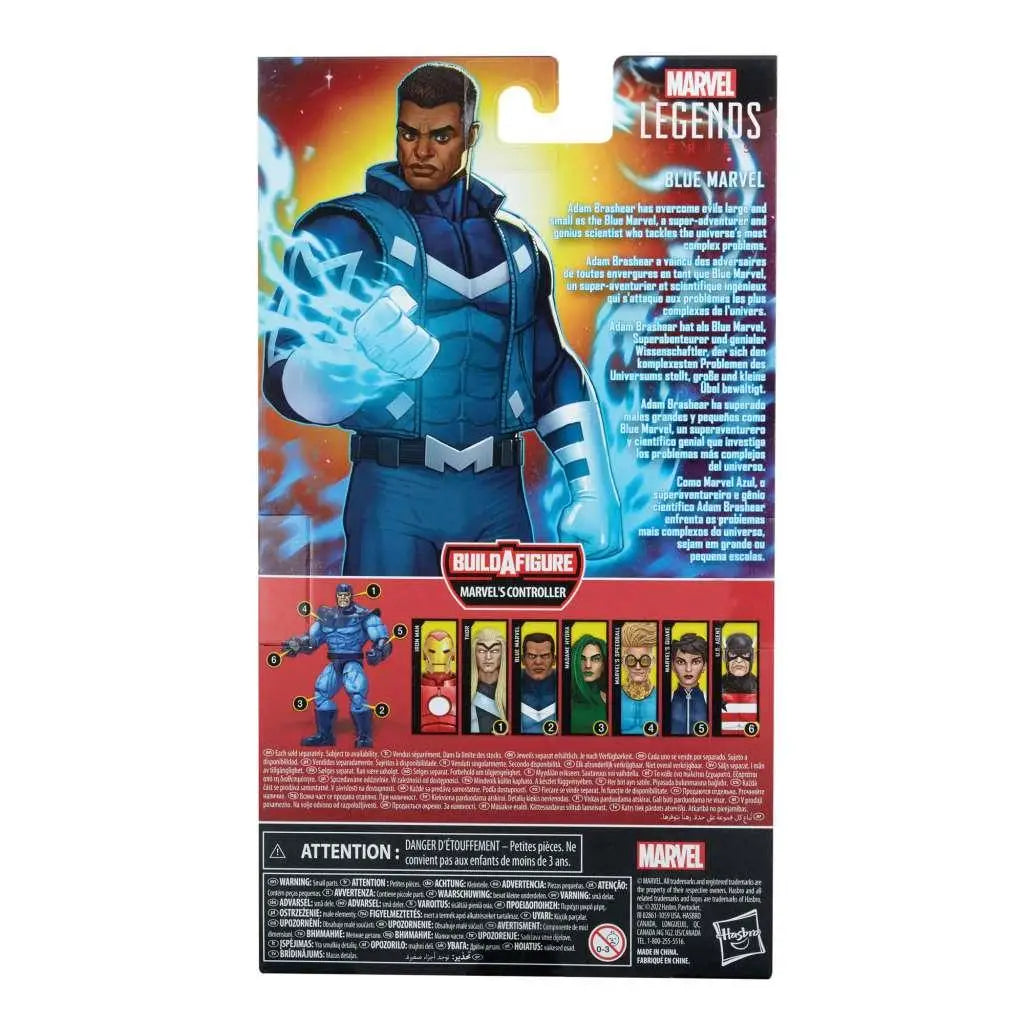 Marvel Legends Blue Marvel-figur i blå-vit kostym med glödande energi