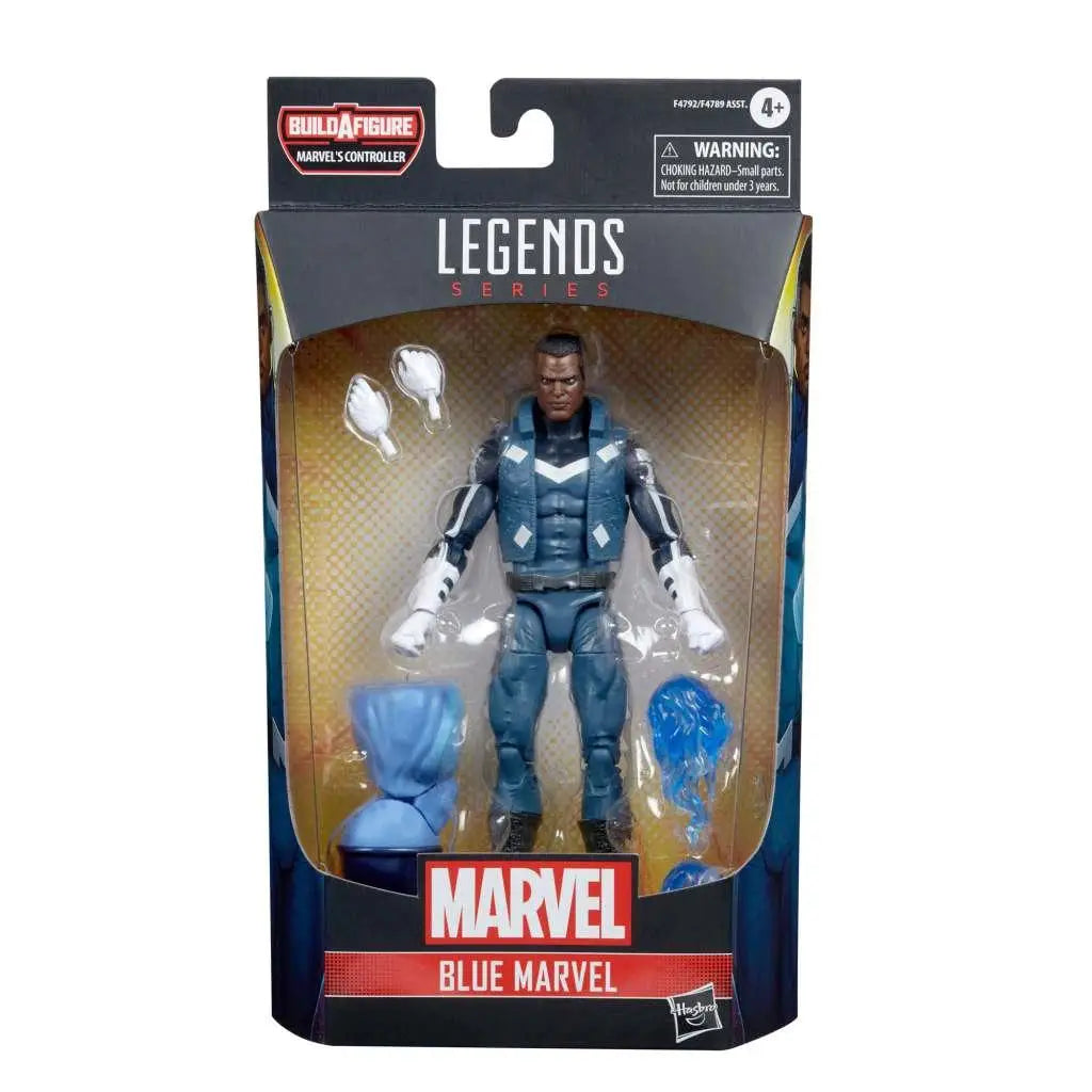 Marvel Legends Blue Marvel-figur i blå-vit rustning i förpackning