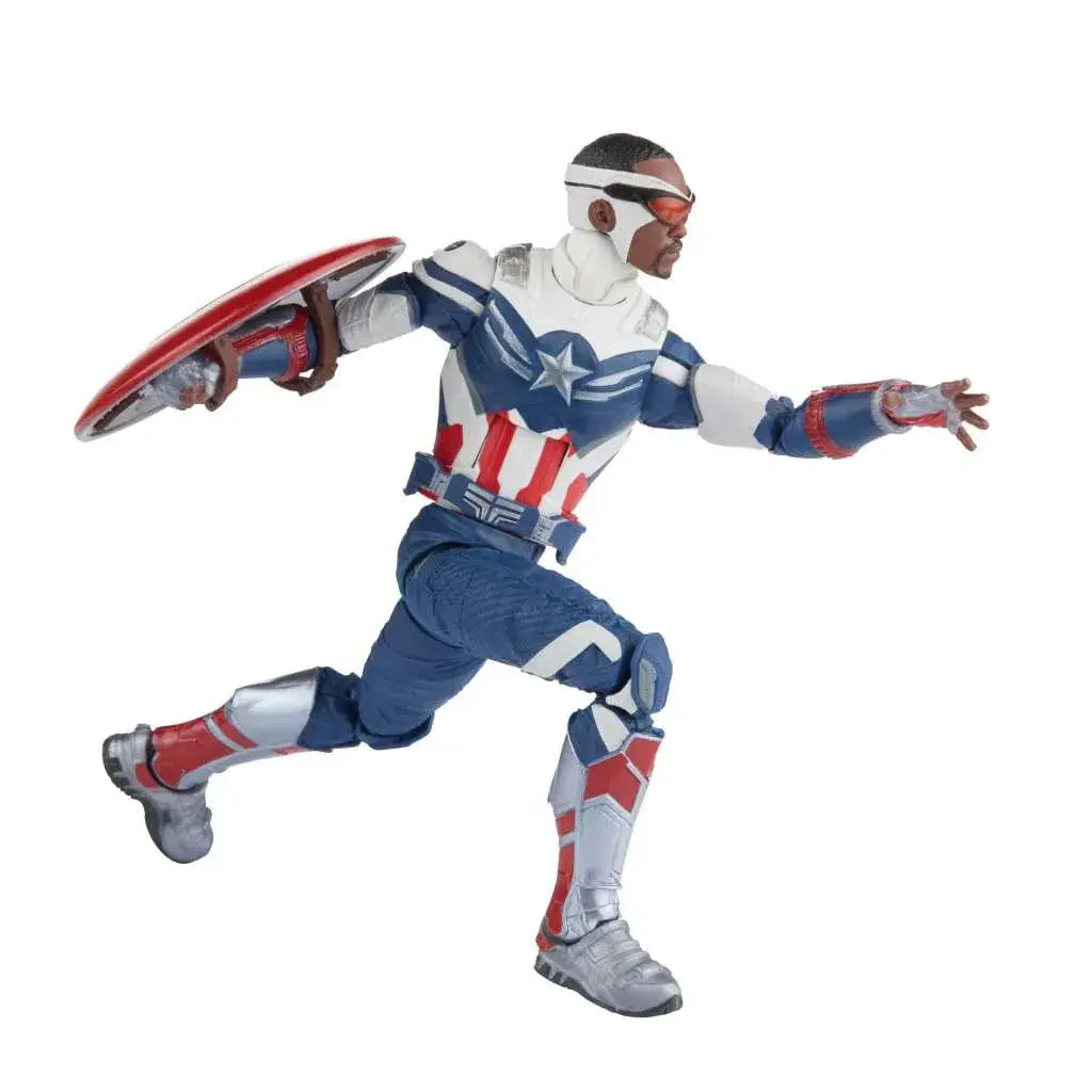 Marvel Legends Sam Wilson Captain America i dynamisk löparpose med sköld