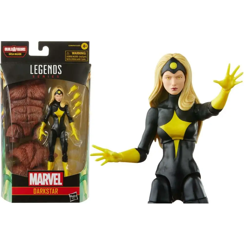 Svart och gul Marvel Legends Darkstar-actionfigur i dynamisk pose