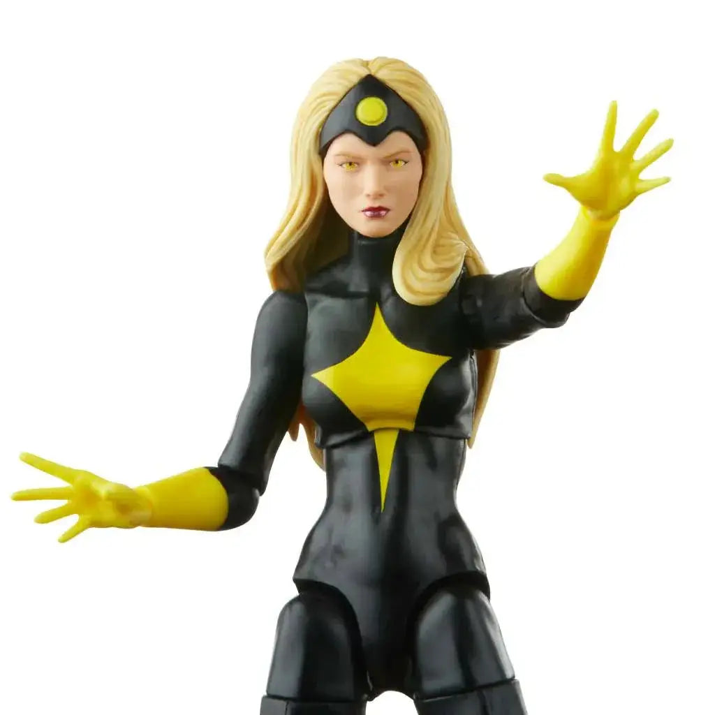 Marvel Legends Darkstar Jean Grey actionfigur i svart och gult med stjärnsymbol