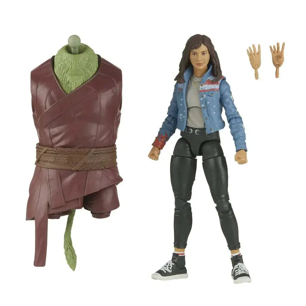Marvel Legends Scarlet Witch-actionfigur med blå jeansjacka, svarta byxor och utbytbara händer