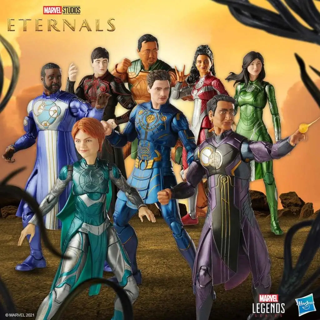 Marvel Legends Eternals actionfigurer i set med 7 figurer i detaljerade kostymer