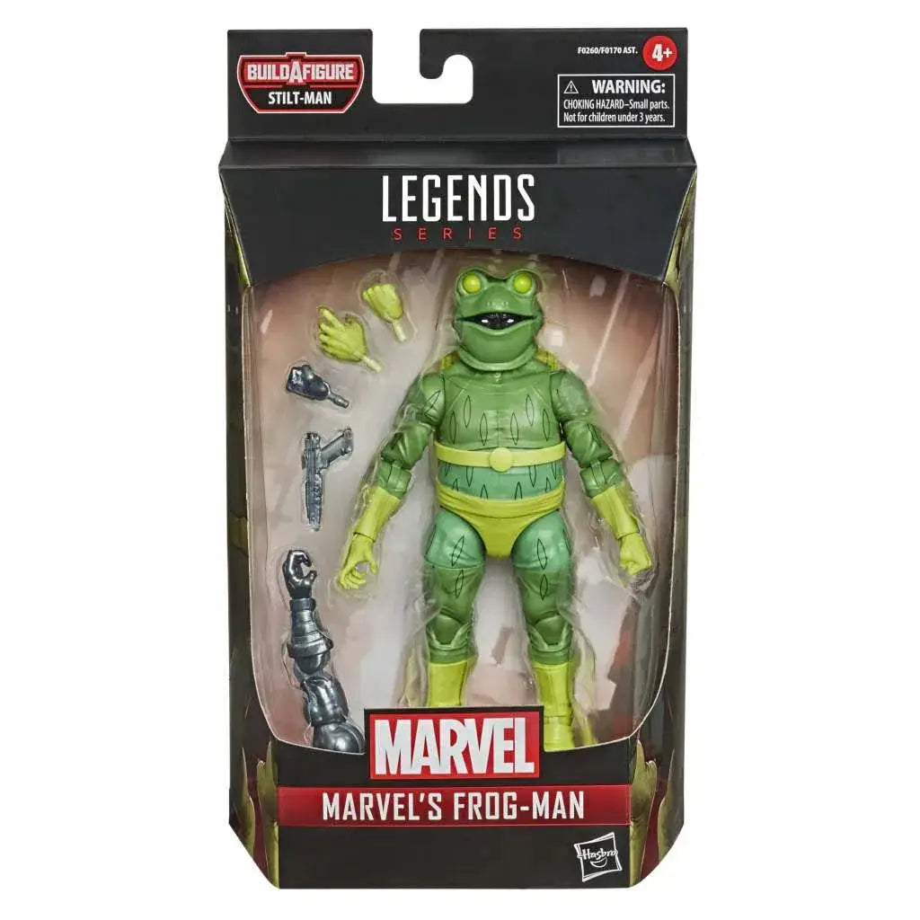 Marvel Legends Frogman-actionfigur, grön med gula accenter och texturerad dräkt