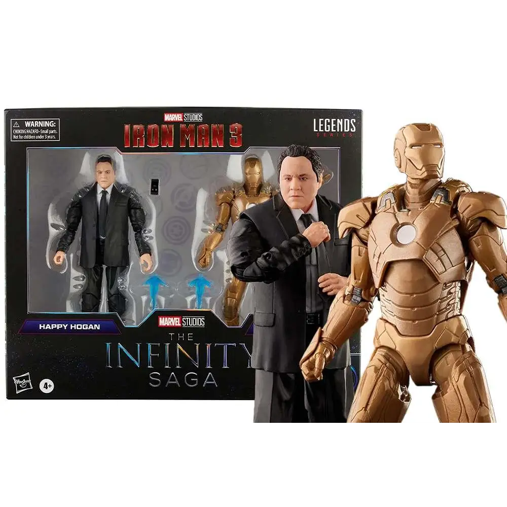 Guldmetallic Iron Man-figur med vit bröstcirkel från Marvel Legends-set