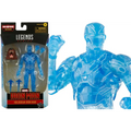 Transparent blå holografisk Iron Man-actionfigur i Marvel Legends-förpackning