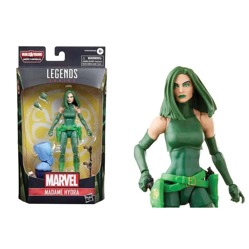 Grön Madame Hydra Marvel Legends actionfigur i detaljerad pose med rustning