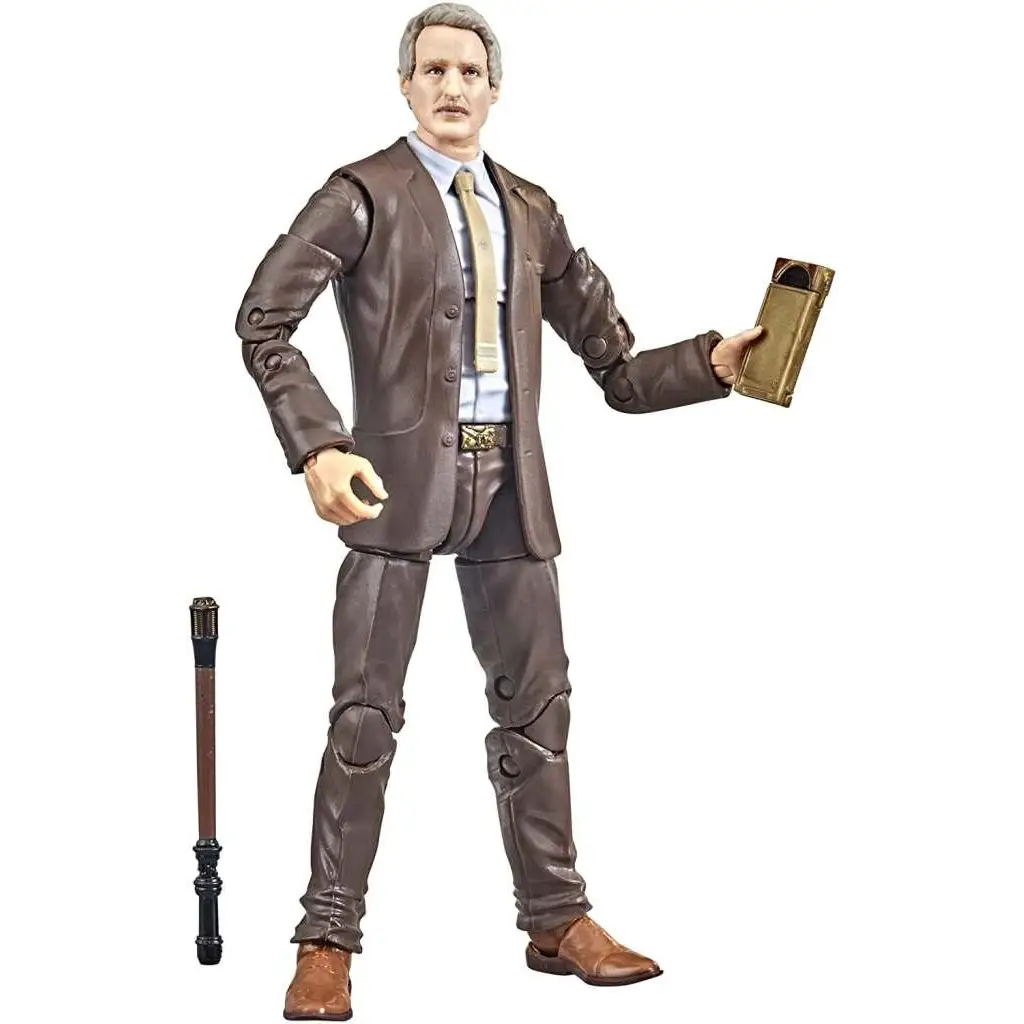 Marvel Legends Mobius actionfigur i brun läderliknande kostym med ljusblå skjorta och gul slips