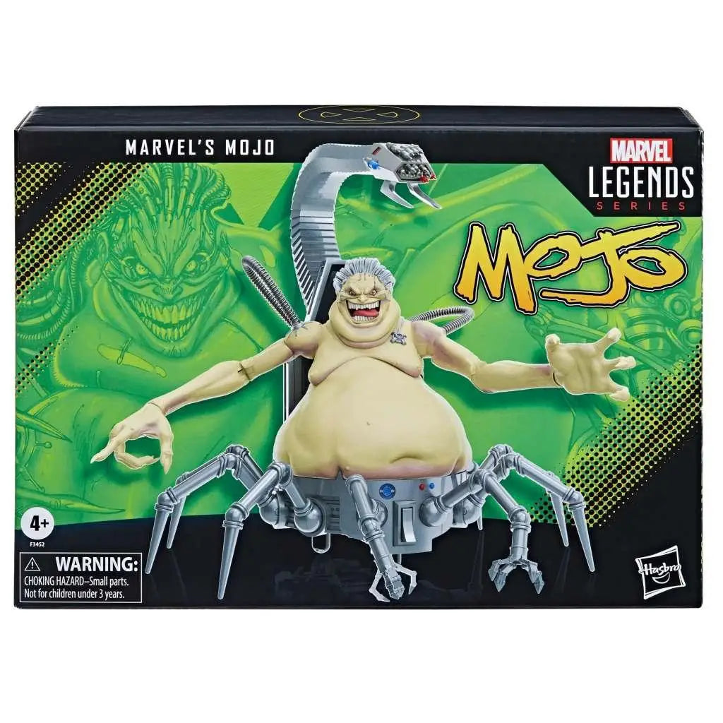 Marvel Legends Mojo actionfigur med beige muskulös kropp och silver spindelbens