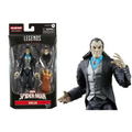 Marvel Legends Morlun actionfigur i svart kostym med silver väst, blå rosett, röda ögon och hotfull min